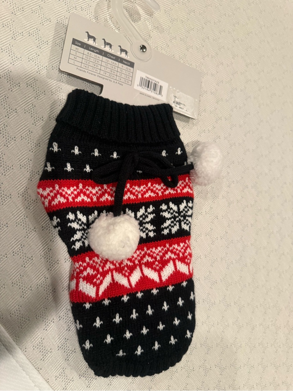 Cozy Knit Dog Sweater - Black, Red & White Friends Forever New